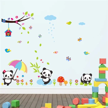 Yaramaz Pandalar Duvar Sticker Anaokulu Çocuk Odası Yatak Odası Ev Dekorasyon Dıy Karikatür Hayvan Duvar Sanatı Pvc Çıkartmaları Posteri